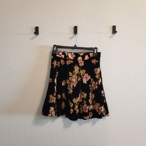 Floral velvet skirt